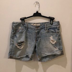 Hollister Distressed Button Front Denim Shorts,5